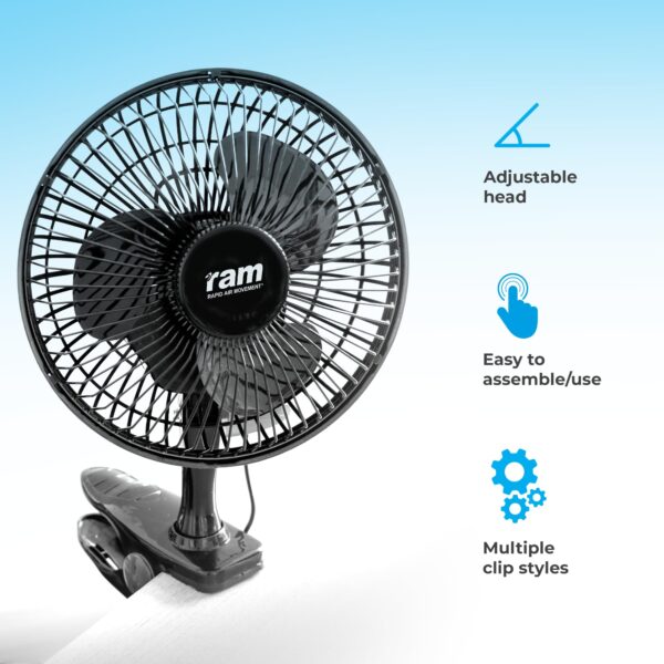 RAM ClipOn Fan 150mm(6") 15w 2 speed